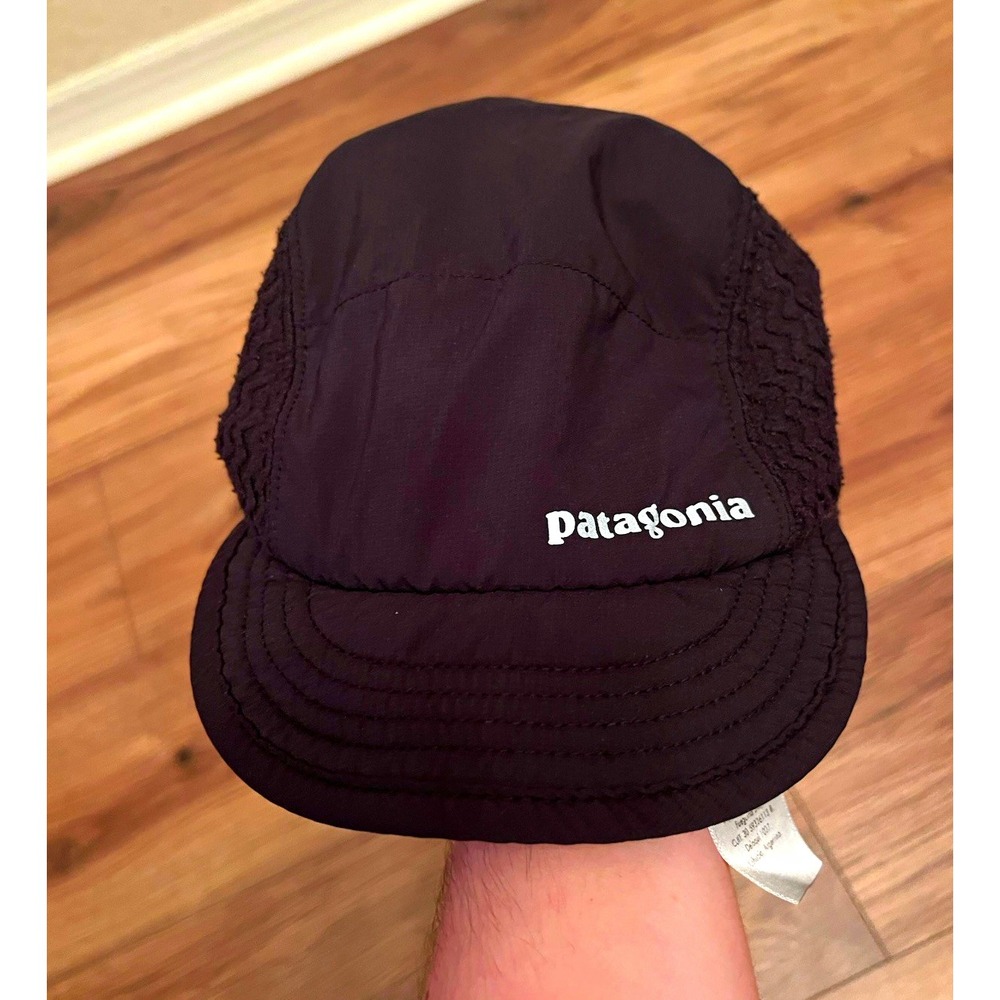 Patagonia Winter Duckbill Cap Hat Black Fleece Trail Running Packable OSFM